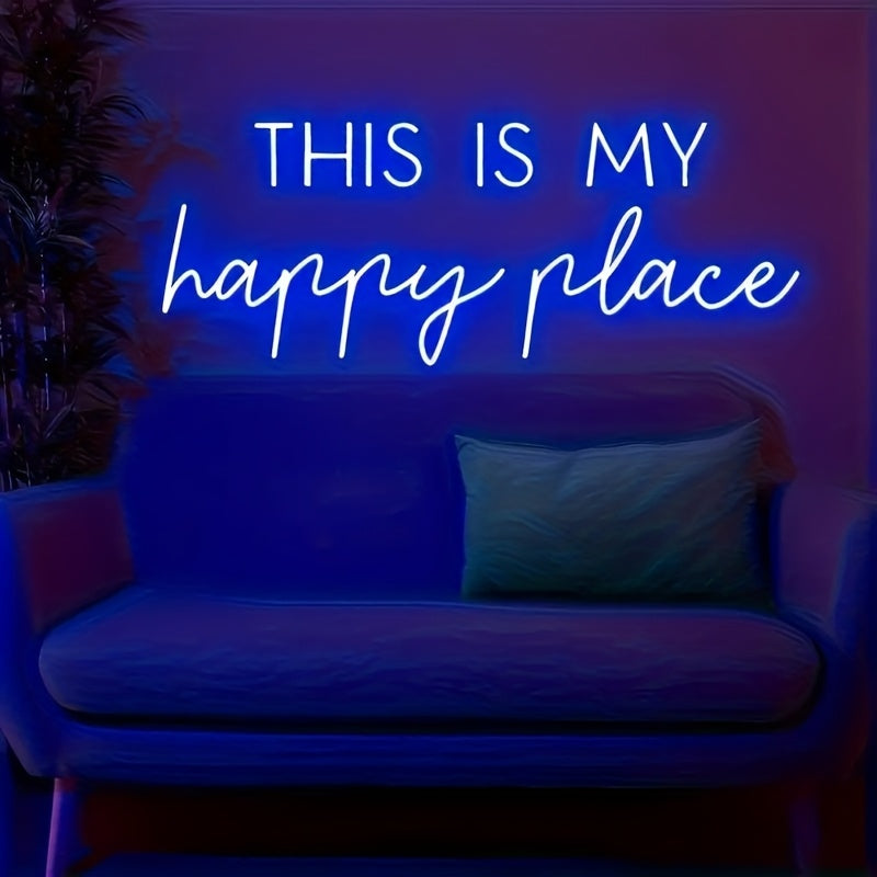Neon Decorativo “This Is My Happy Place” — LED Night Glow