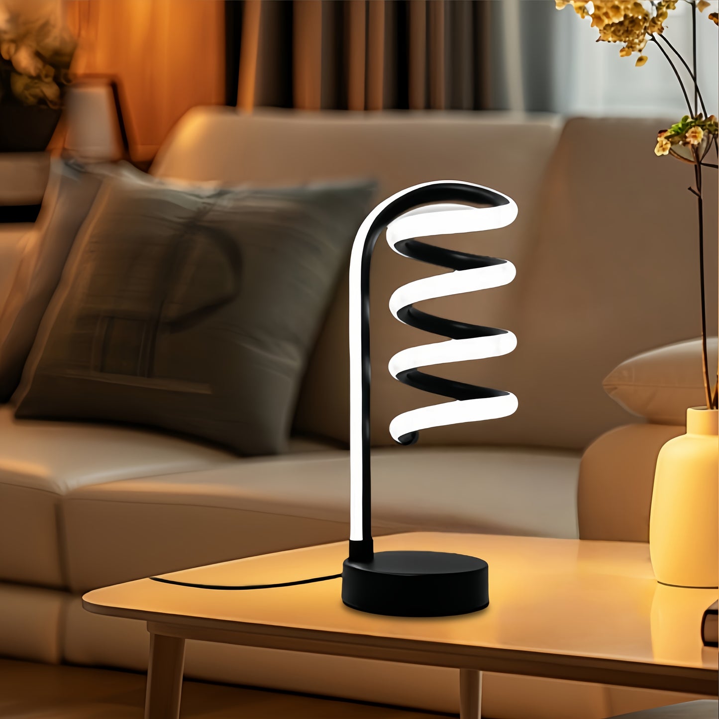Spiral Glow LED Table Lamp — Iluminação Night Glow